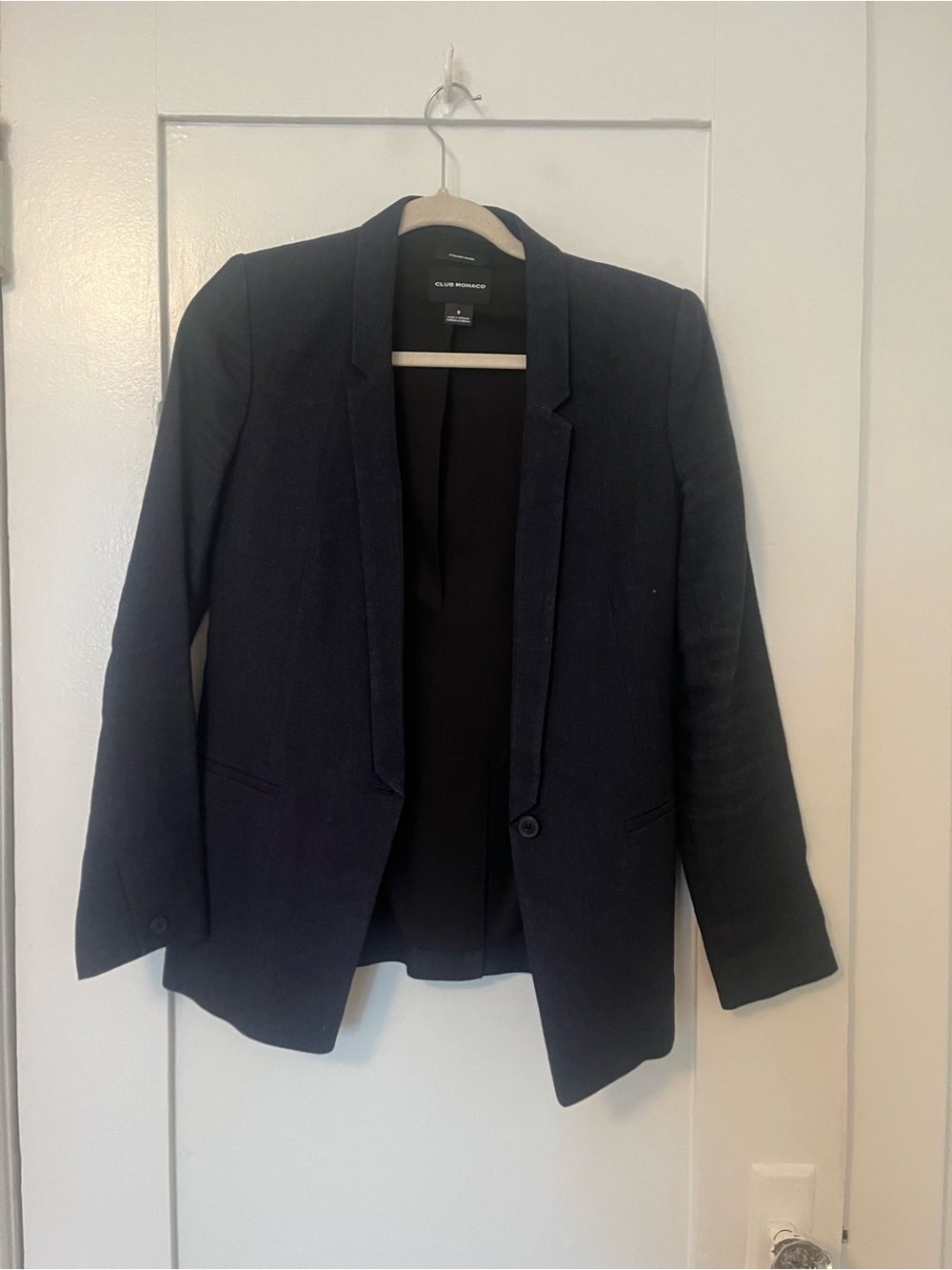 Club Monaco Black Single-Button Open-Front Blazer